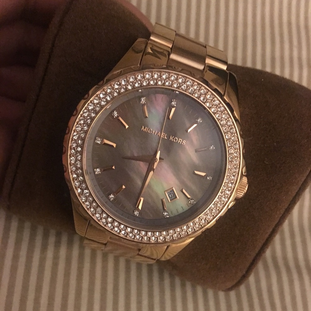 Michael Kors Mother of Pearl Watch with Crystals